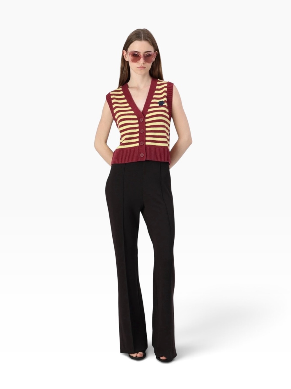 Marimekko Juhla Tasaraita Lambswool Knit Multicolor Stripe Sweater Vest Size XS